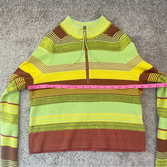 Free People Rip Tide Mockneck Quarter Zip Long Sleeve Knit Striped Crop Top XS - Picture 11 of 16